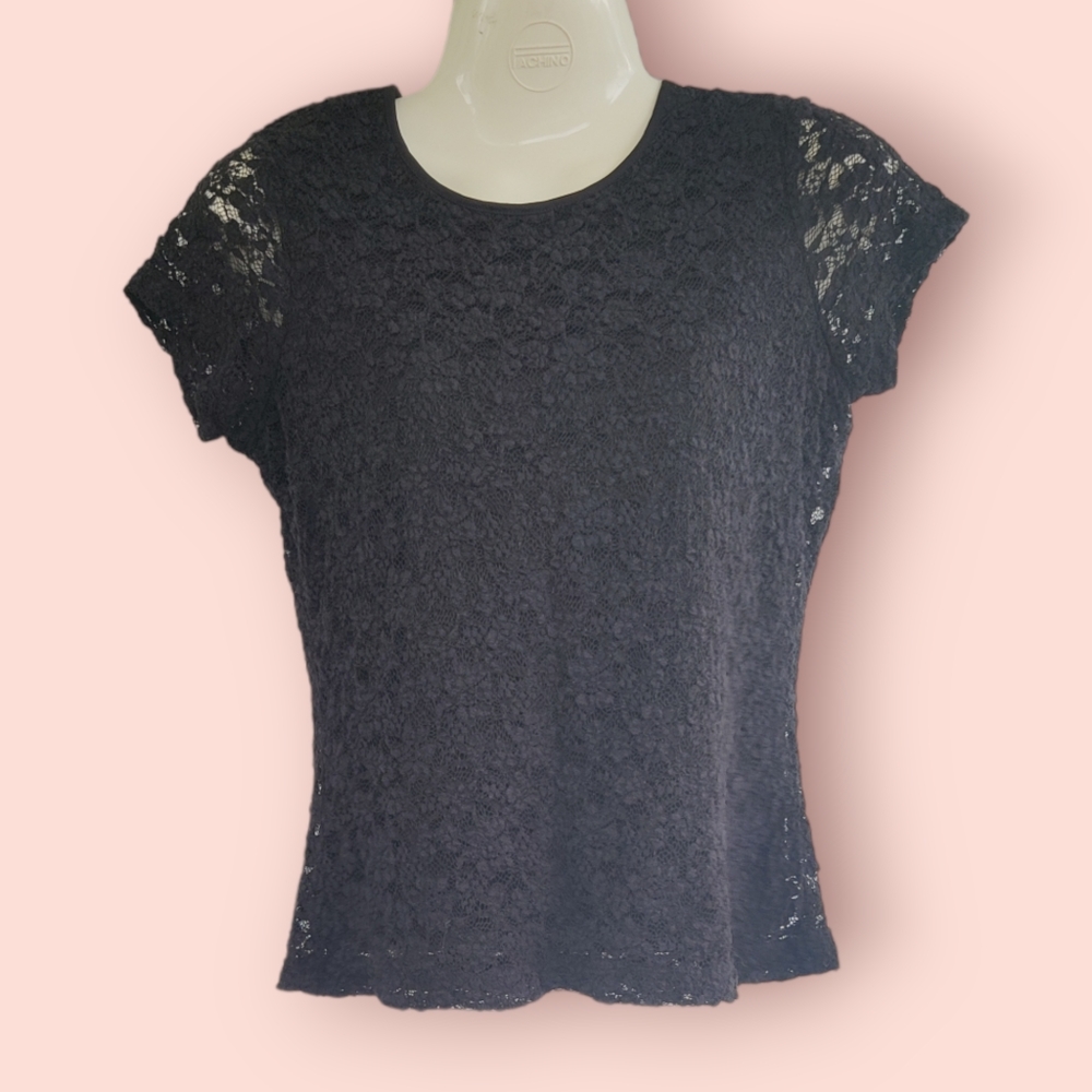 💖3 for $15💖 Calvin Klein Black Lace Shirt Size Petite Small
